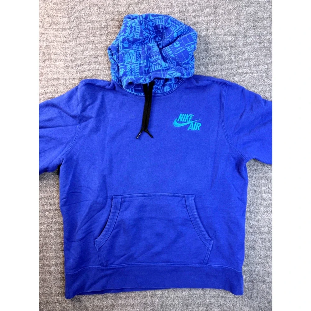 Nike Air Mens Large Blue Short Sleeve Hoodie Pullover Graphic Sweatshirt 665926